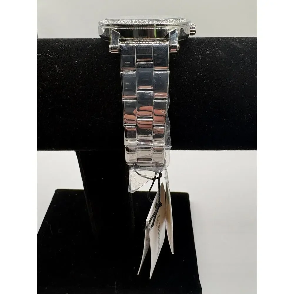 Michael Kors Women Silver Pave Crystal Bezel Watch Bracelet Nwt Silver
